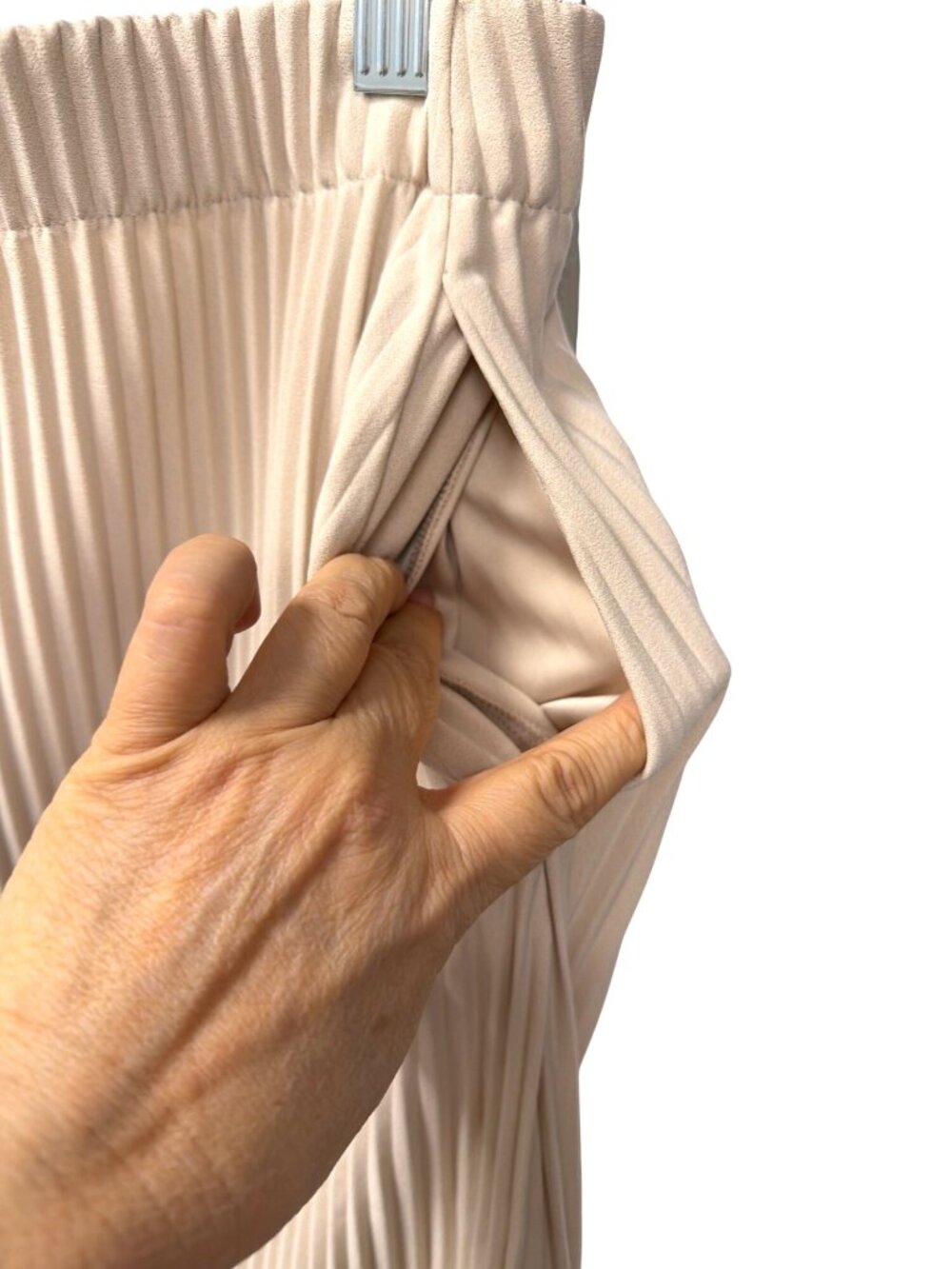 Reiss Pippa Pleated Jersey Midi Skirt in Stone Size 10 New - Picture 7 of 9